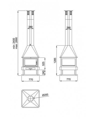 Poêle à bois CABIMAS 4 faces vitrées 16 kW