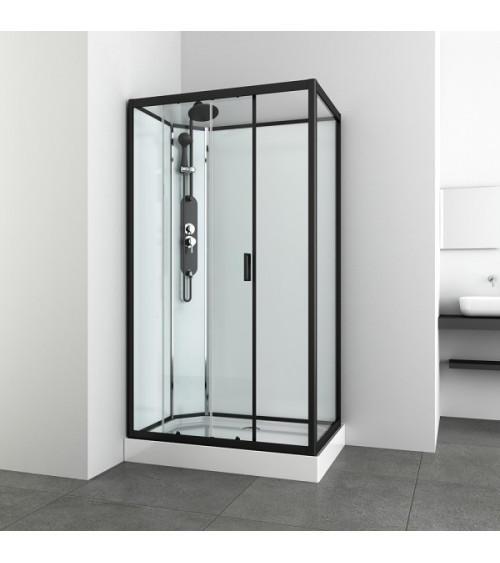 Cabina de ducha completa Vitamine Black (90 x 90 x 215 cm, Negro Gris  Plata)