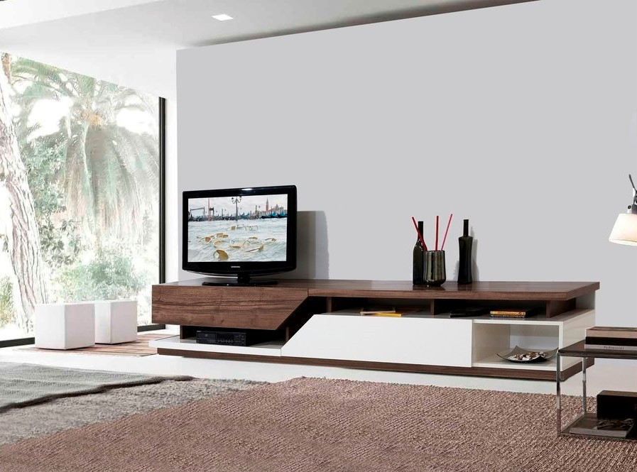 mueble tv blanco de tres cajones estilo vintage