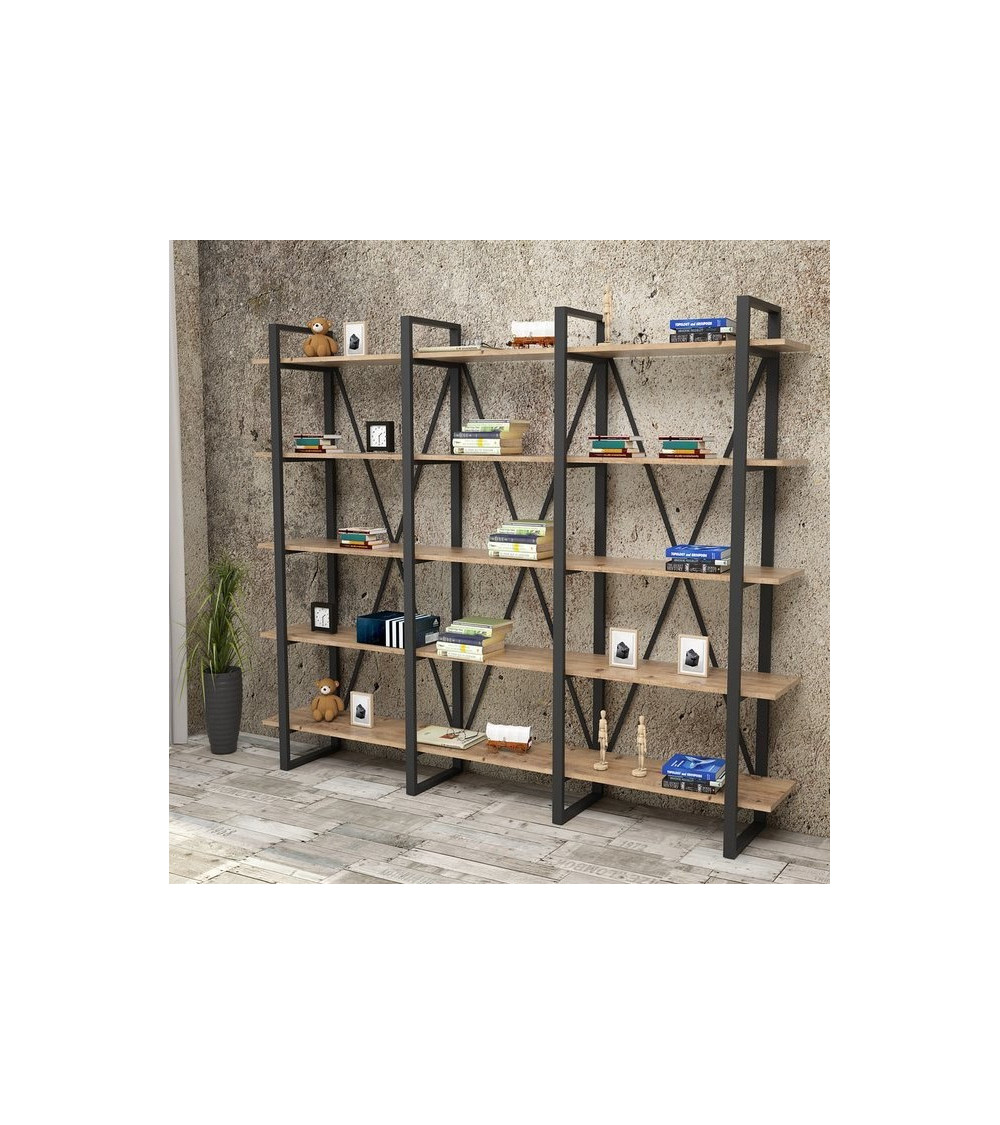 Librería de madera 4 estantes Estante wengué L 40 x H 29 x H 132 cm