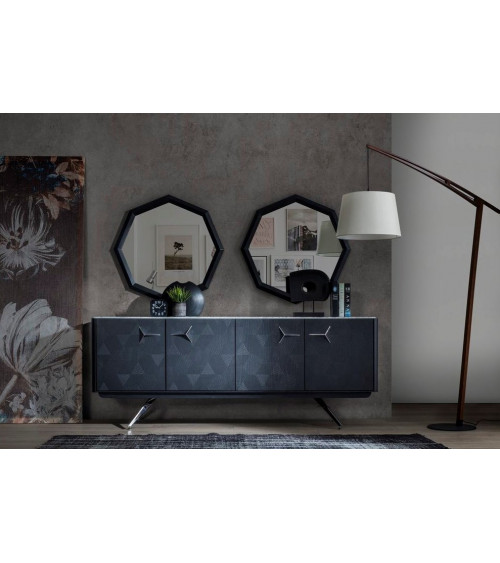 Buffet INITIALE ANTHRACITE - MARBRE GRIS 4 portes