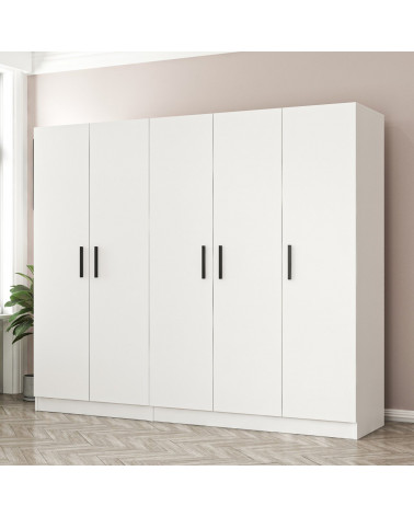 Armoire 5 Portes Kate Blanc 225 x 52 x 190