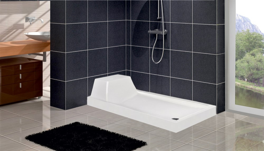 Plato de ducha rectangular con asiento TECH en varias dimensiones