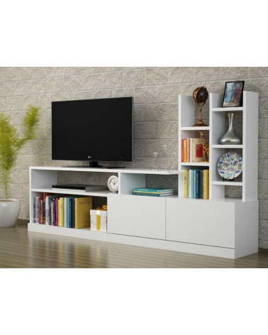 Ensemble meuble TV DOLUNAY blanc 165 cm