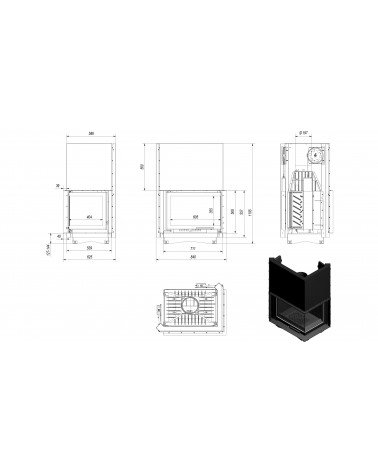 Insert cheminée ZUZIA 16 BS vitre à droite ouverture relevable