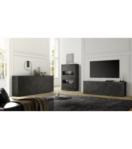 Conjunto mueble TV mármol gris antracita