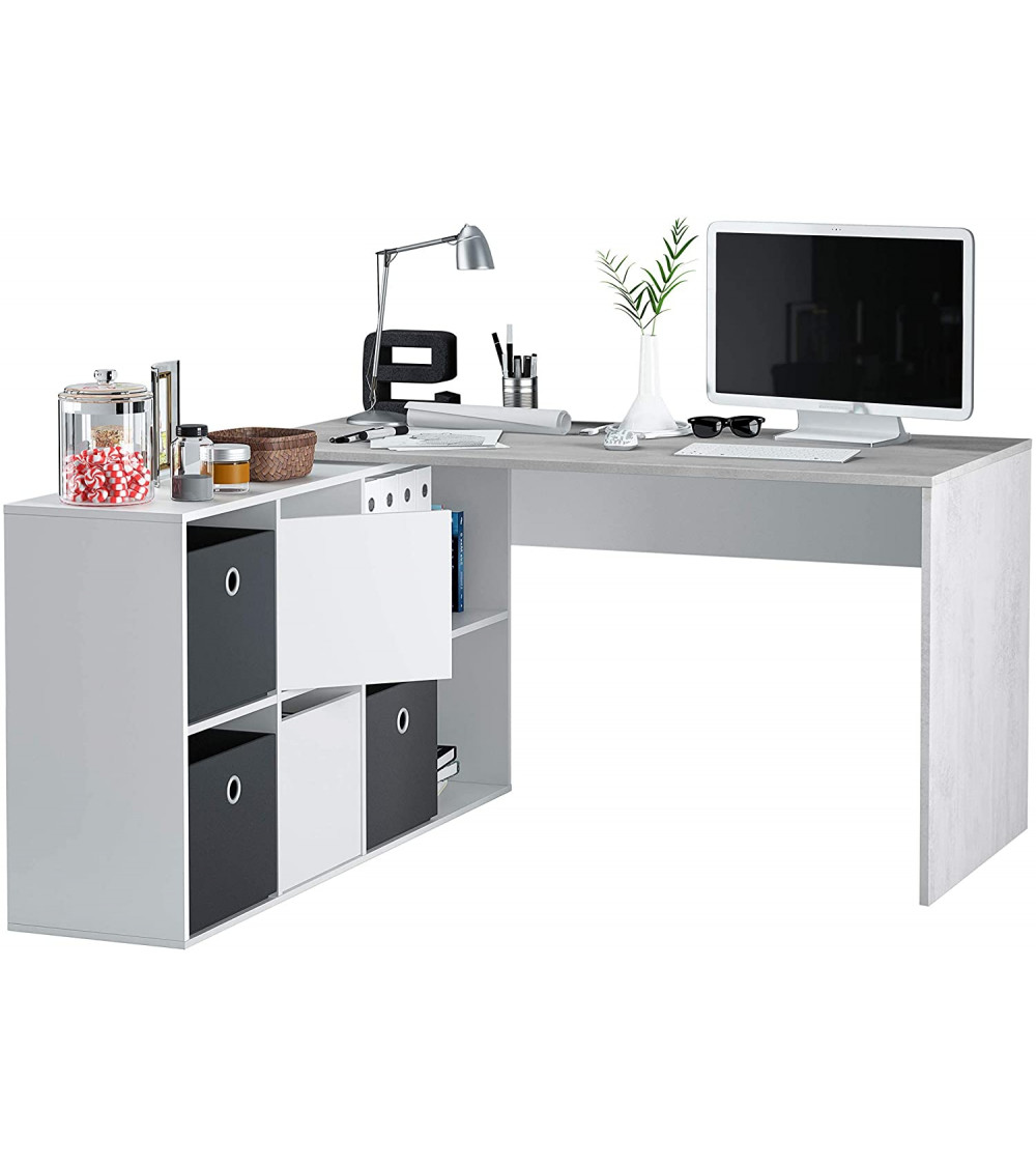 Bureau blanc élégant avec tiroir et rangement Nora 120x65 - 320,00 -  Bureaux