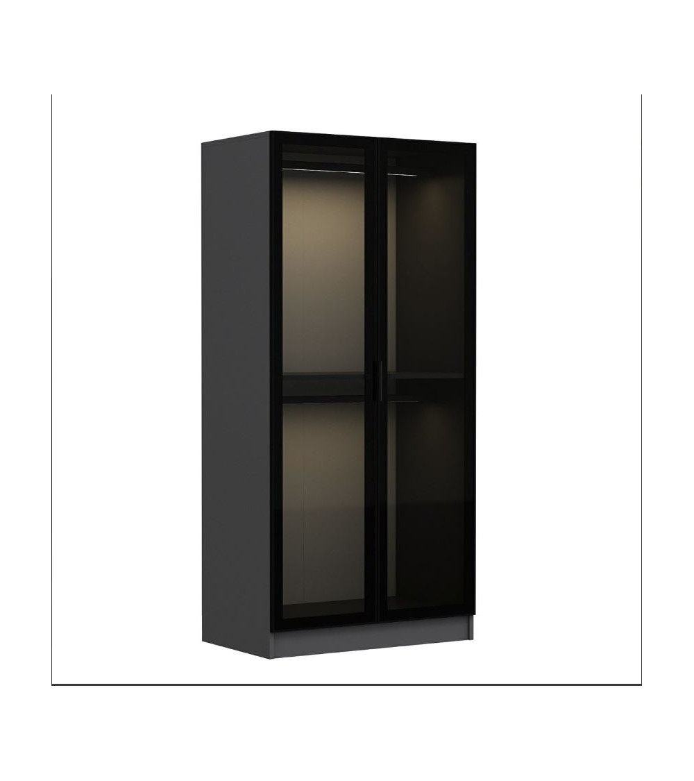 Armoire vitrine Enso 2 portes avec éclairage - anthracite Moderne