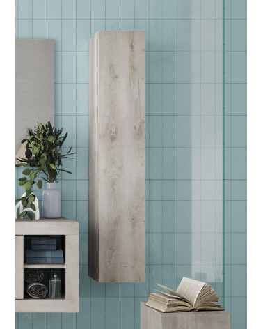Conjunto de baño, mueble suspendido+espejo+lavabo BASIC pino blanco, 70 x  47 x